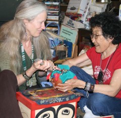 Cynthia Jurs with elder, Grandmother Rita at an Earth Treasure Vase blessing